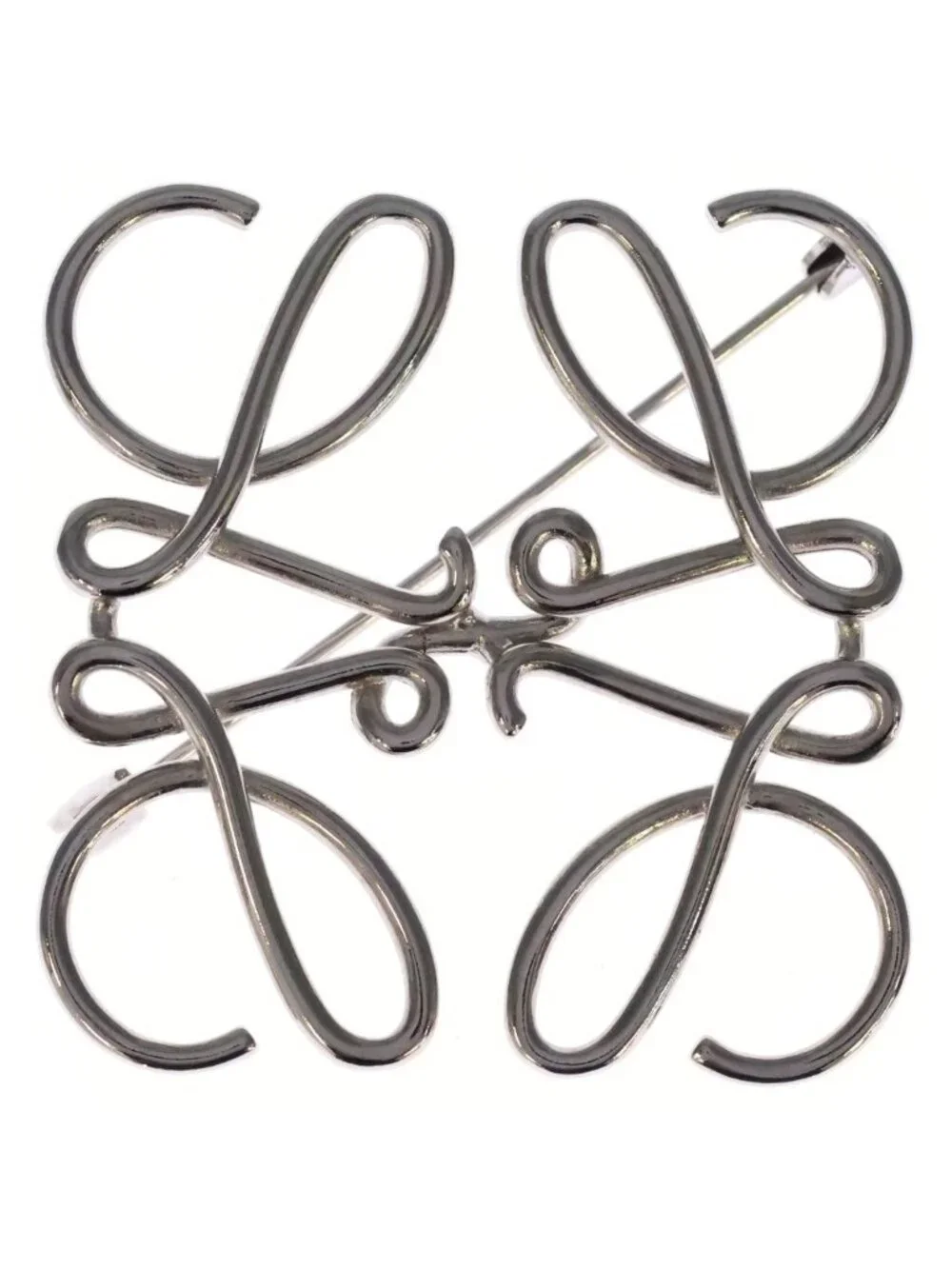Loewe Anagram Logo Brooch Silver
